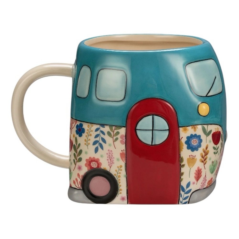 Mainstays - Vintage Camper Sculpted Earthenware Mug, 20.96 Ounces, Teal